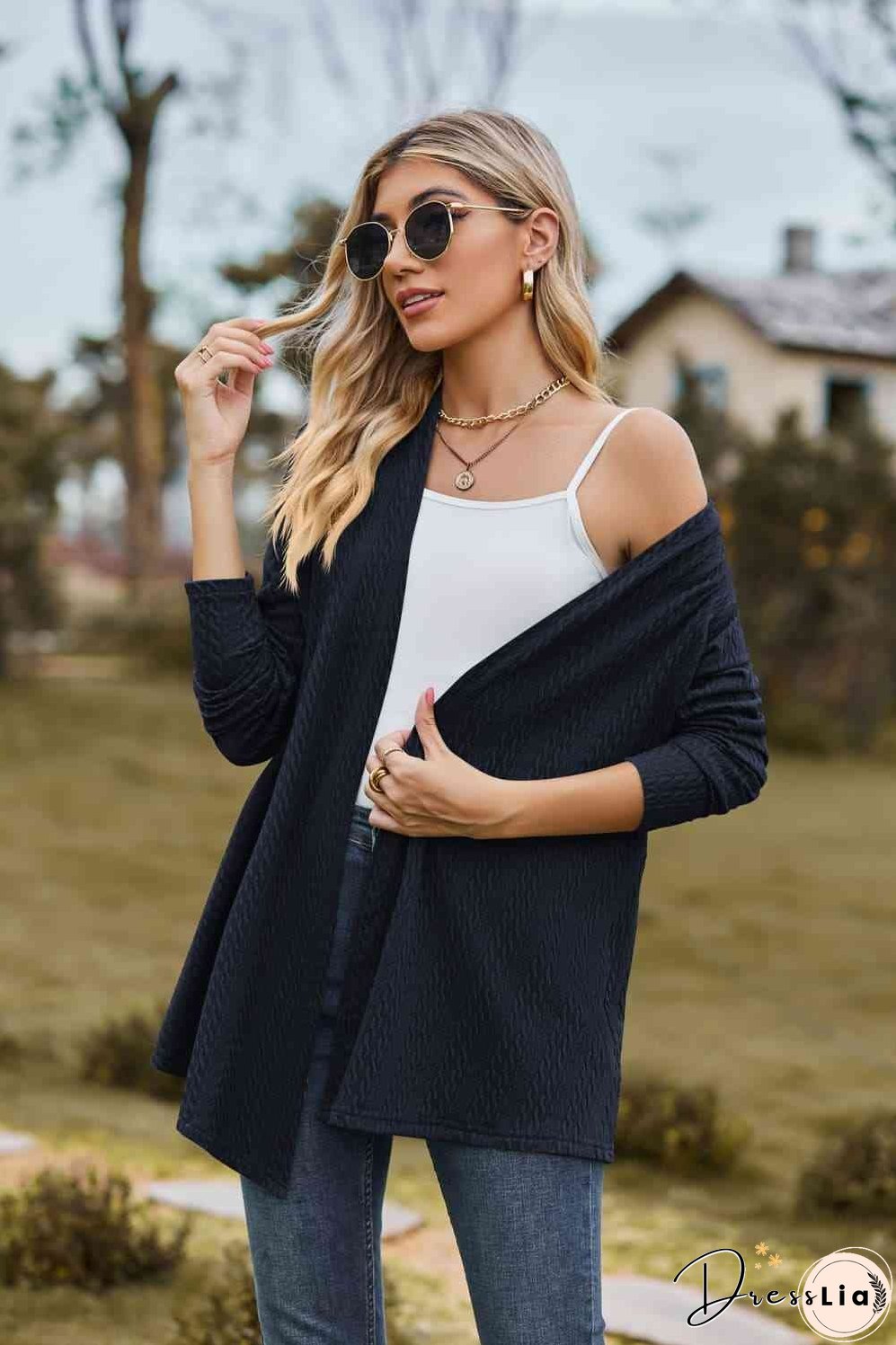 Open Front Long Sleeve Cardigan
