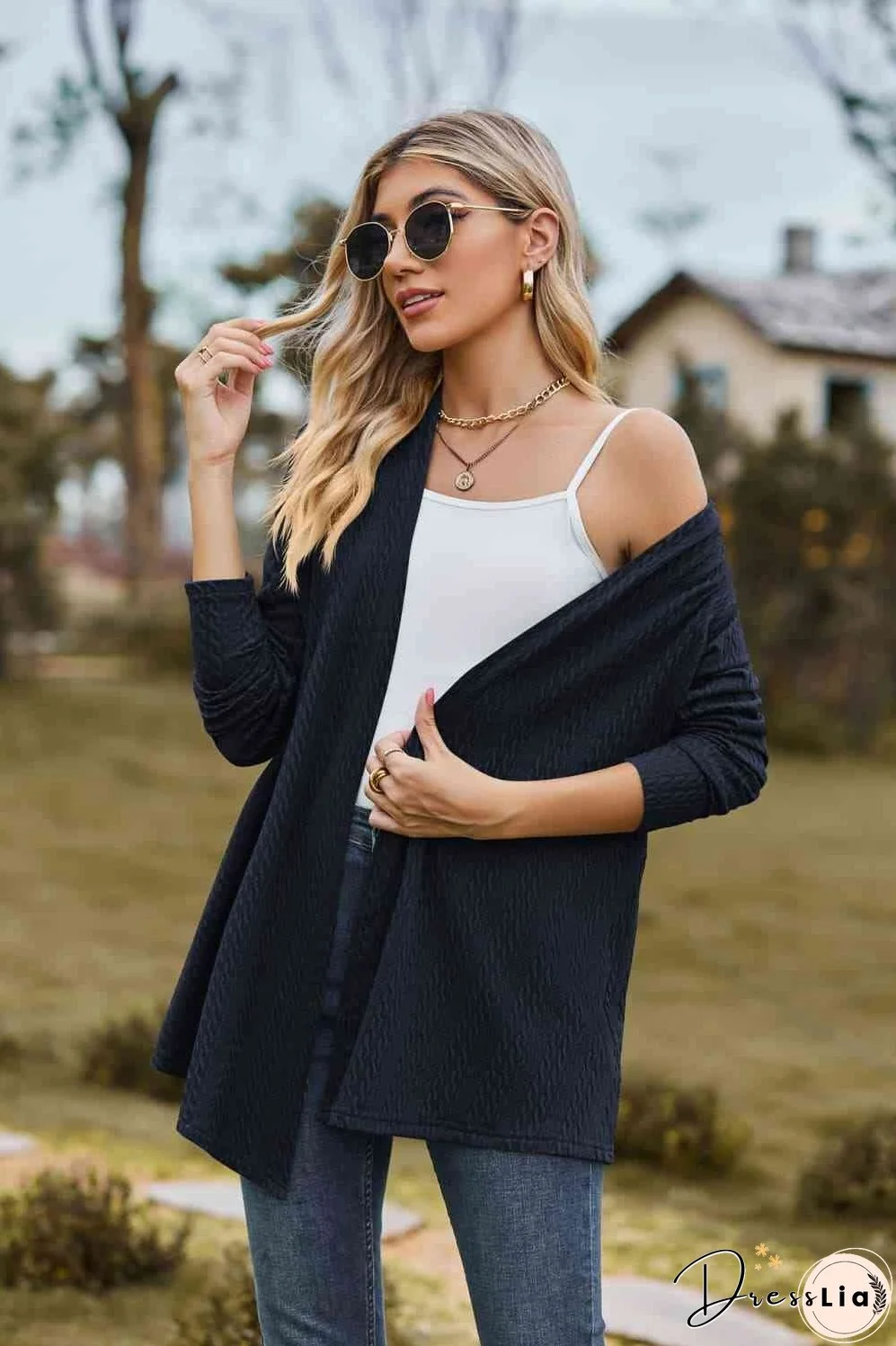 Open Front Long Sleeve Cardigan
