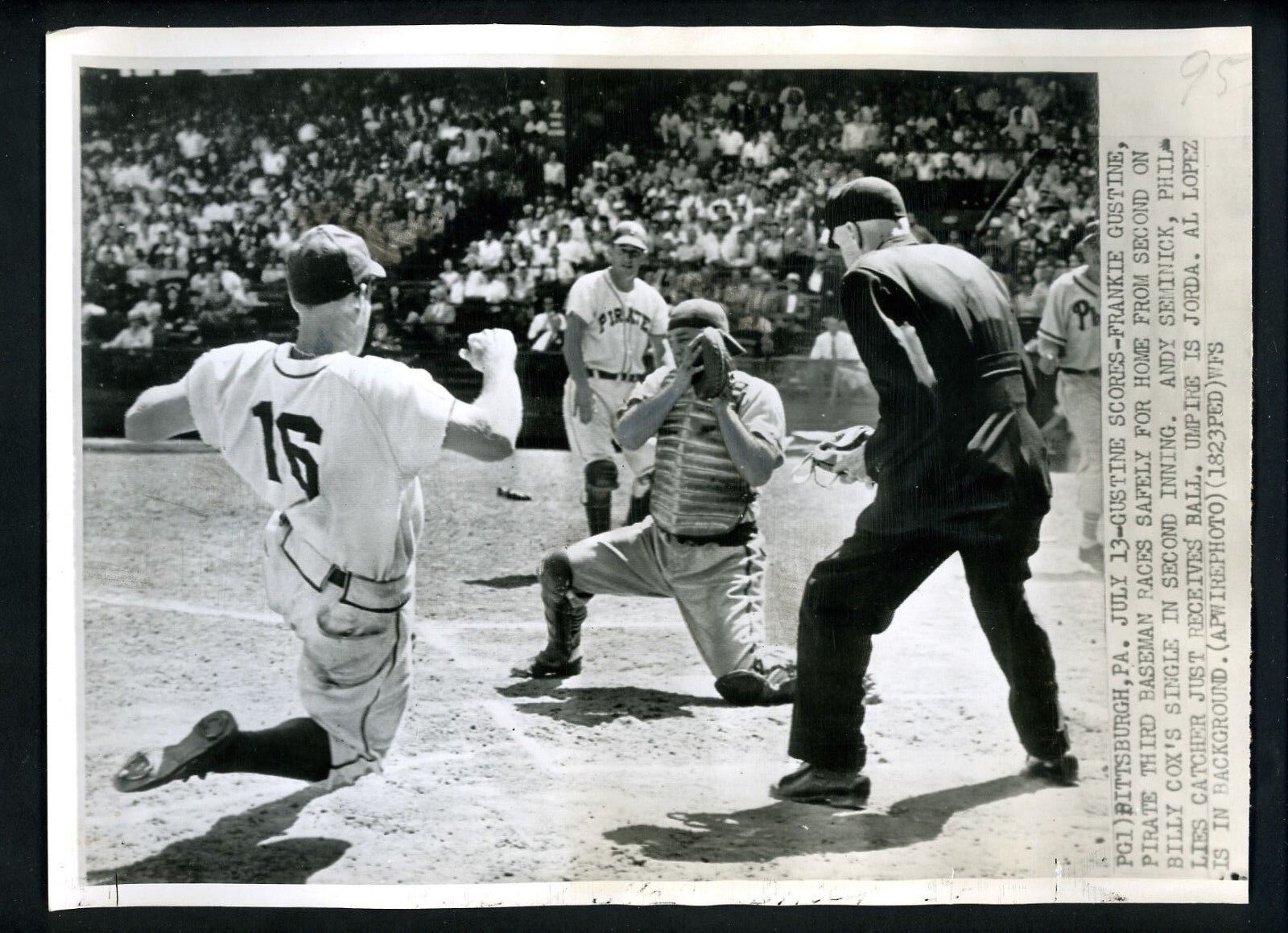 Andy Seminick Frankie Gustine 1946 Press Photo Poster painting Philadelphia Phillies Pirates