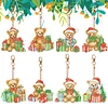 8pcs Christmas Bear DIY Diamond Painting Double Sided Keychains