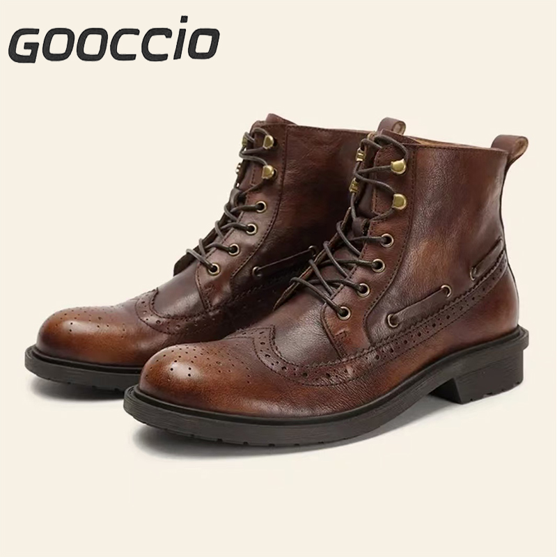 DT200 Retro-Style Cowhide Martin Boots For Men GOOCCIO   