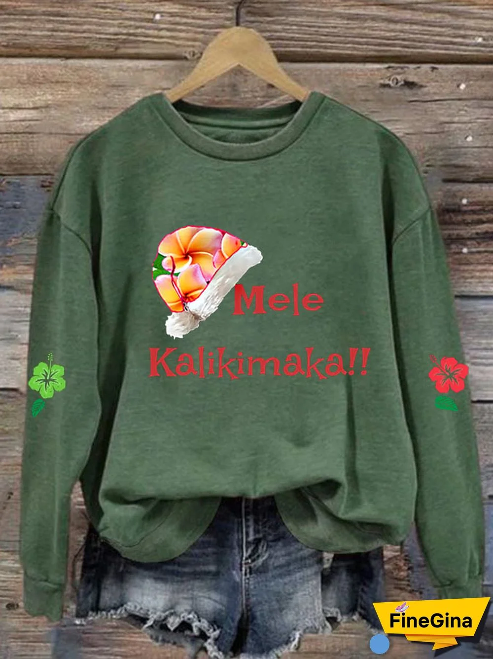 Women's Hawaiian Christmas Mele Kalikimaka Hibiscus Sweatshirt