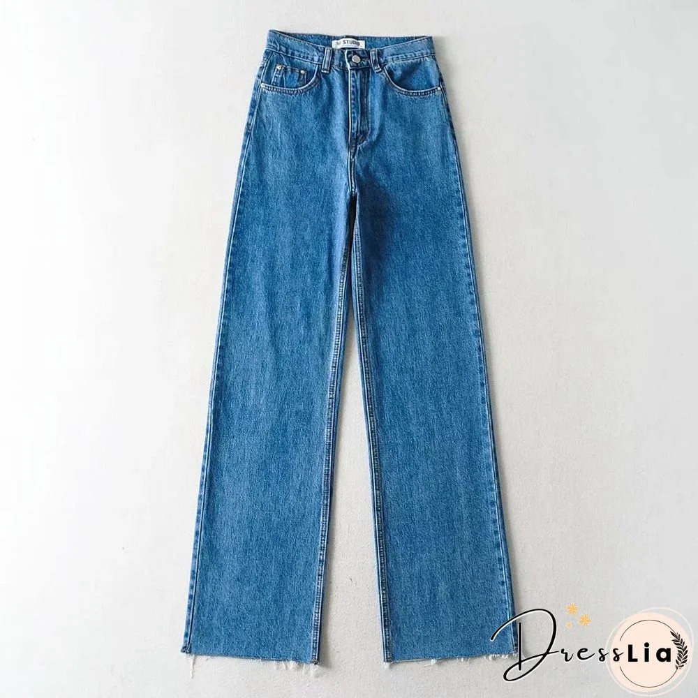 Casual Fashion Straight Leg Women's Jeans Denim Bottom Harajuku Boyfriend Long High Waist Baggy Jeans Fall Pants