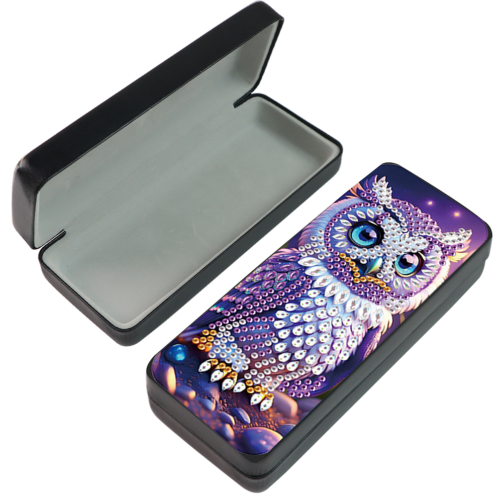 Owl Leather DIY Handmade Diamond Painting Sunglasses Storage Box for Art Craft