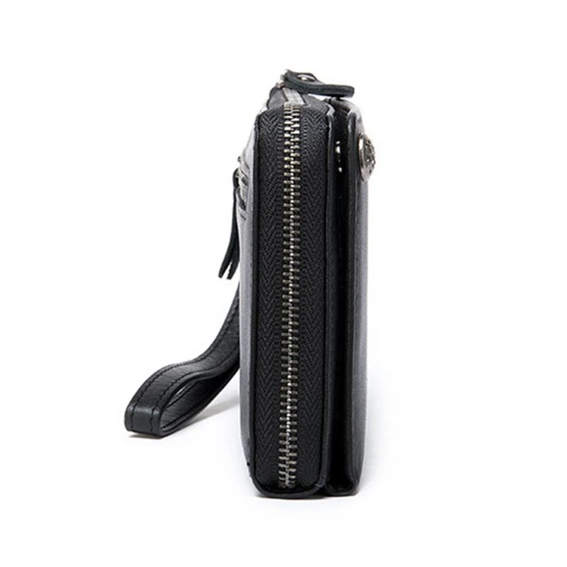 Men's  Zipper Design Simple Style Leather Wallet