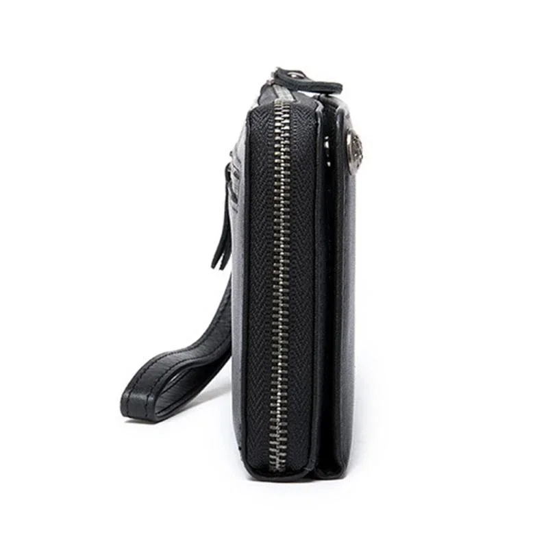 Men's  Zipper Design Simple Style Leather Wallet