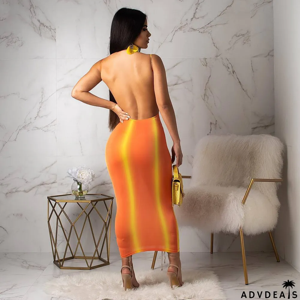 Sexy Halter Backless Slim Maxi Dress