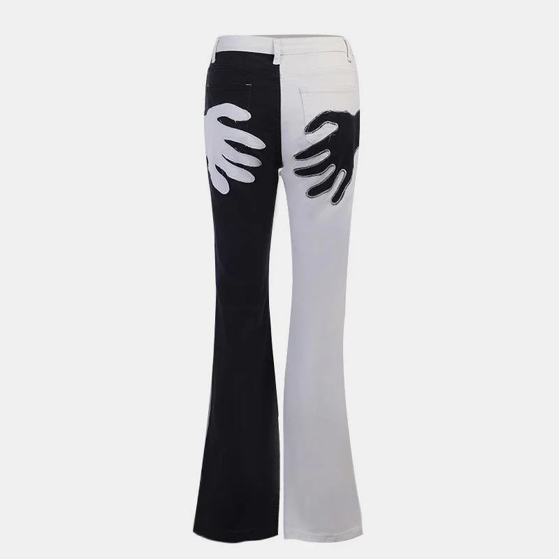 Contrast Palm Patch Embroidered Pants