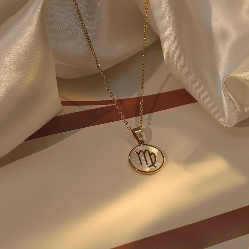 Stainless Steel 18K Gold Plated Basic Plating Constellation Shell Pendant Necklace