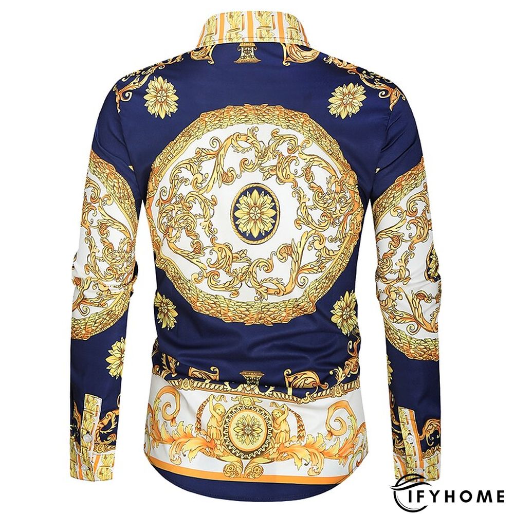 Men's Shirt Prom Shirt Classic Collar Spring &  Fall Long Sleeve Black White Red Geometric Party Casual Clothing Apparel Print | IFYHOME