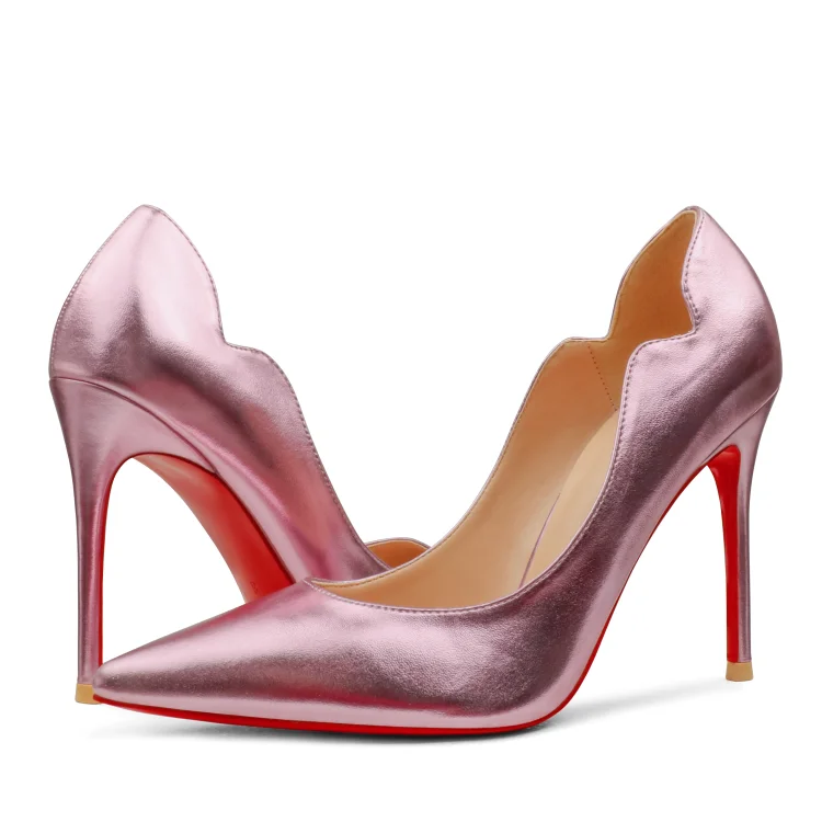 100mm Women's Pointed Toe and V-shaped Heels Fashion Bright Color Series Red Bottom Pumps