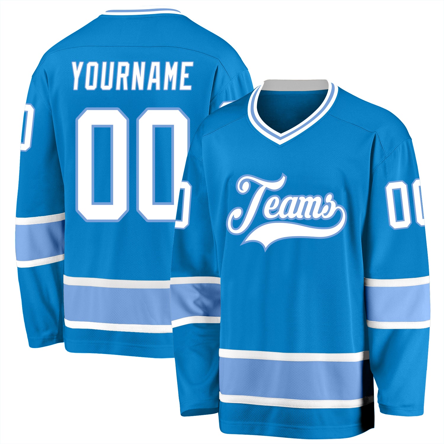 Custom Blue White-Light Blue Hockey Jersey | captainssportss.com