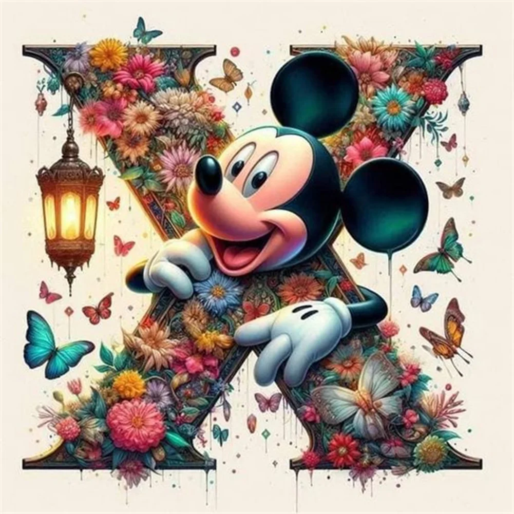 Partial AB Diamond Painting - Full Round Drill - Mickey Minnie Letters(Canvas|35*35cm)