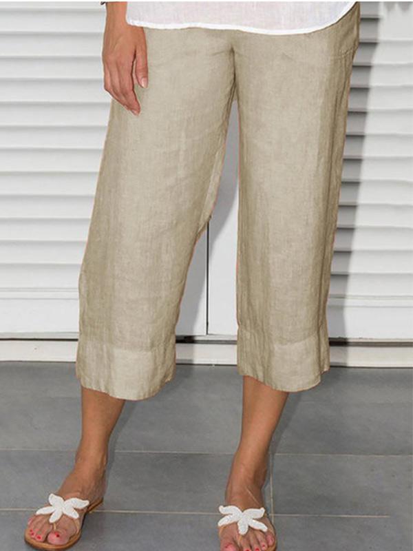 Women's linen cropped trousers