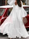 Fashion See-through Puff Sleeves Gauze Maxi Dress