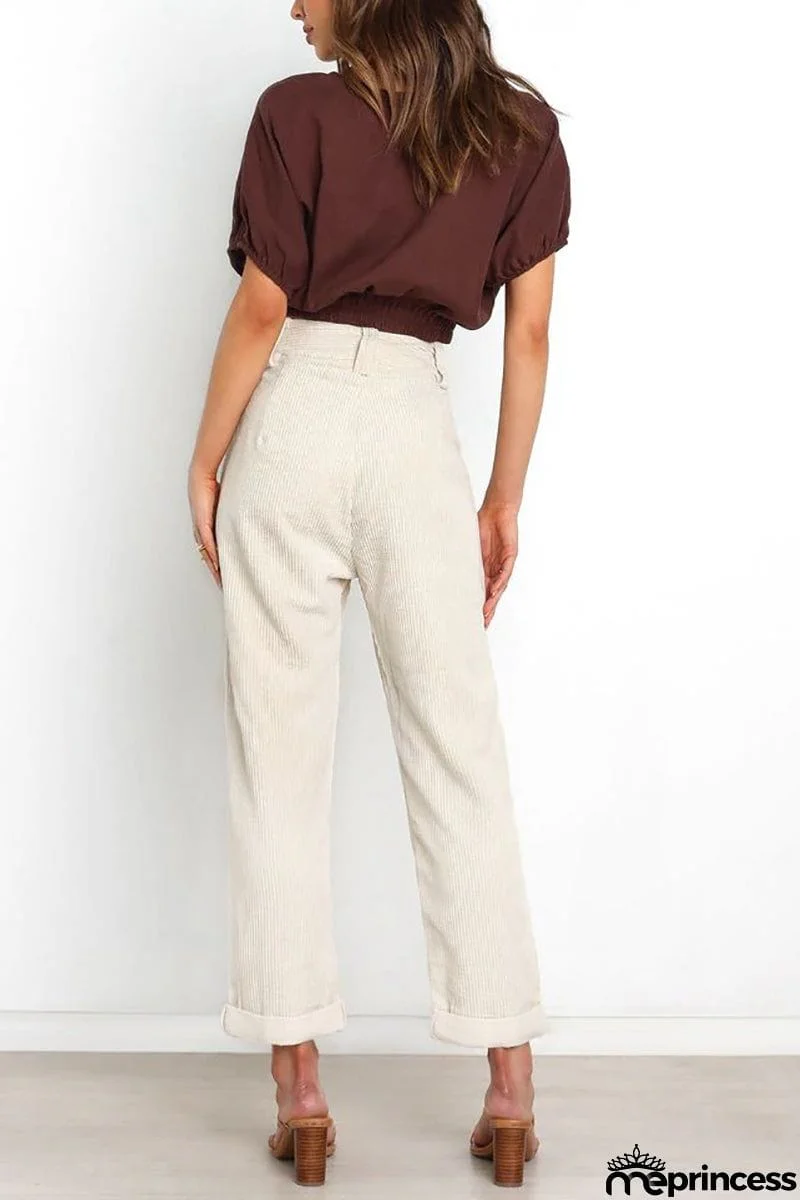 High Waisted Baggy Corduroy Pant