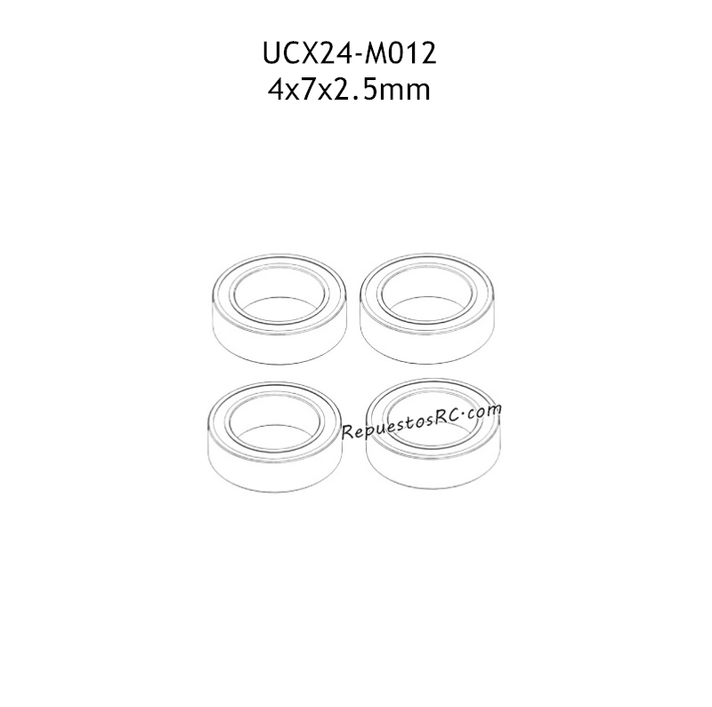 UDIRC UCX2405 Accesorios para Coches 4x7x2.5mm Rodamiento de Bolas UCX24-M012