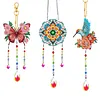 3PCS-5 5D DIY Diamond Painting Wind Chimes Suncatcher Kit Double Sided Diamond Art Kits Suncatcher with Crystal Pendant for Home Wall Window Decor Adults DIY Art Craft