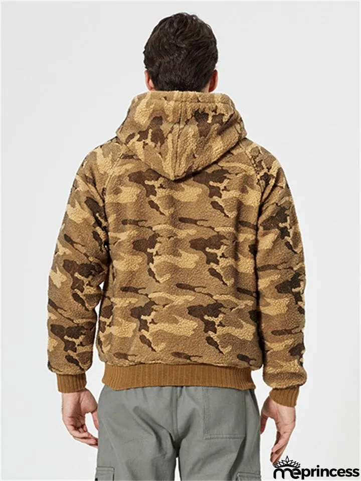 Men's Casual Hooded Camouflage Print Loose Winter Sweatshirt