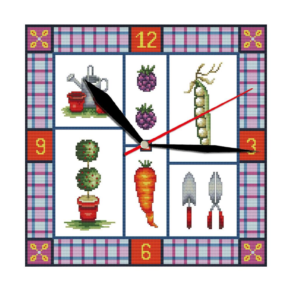 

Clock-Gardening - 14CT Stamped Cross Stitch - 38*38cm, 501 Original