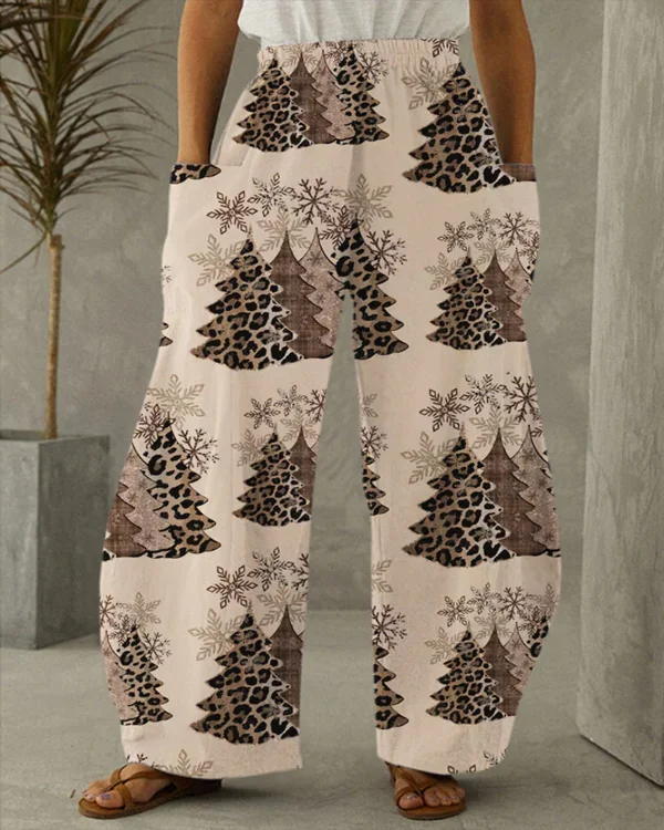 Christmas Tree Leopard Print Casual Pants