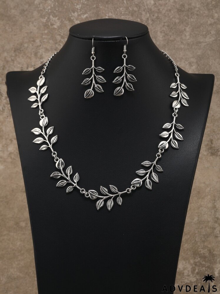 3pcs Leaf Decor Jewelry Set
