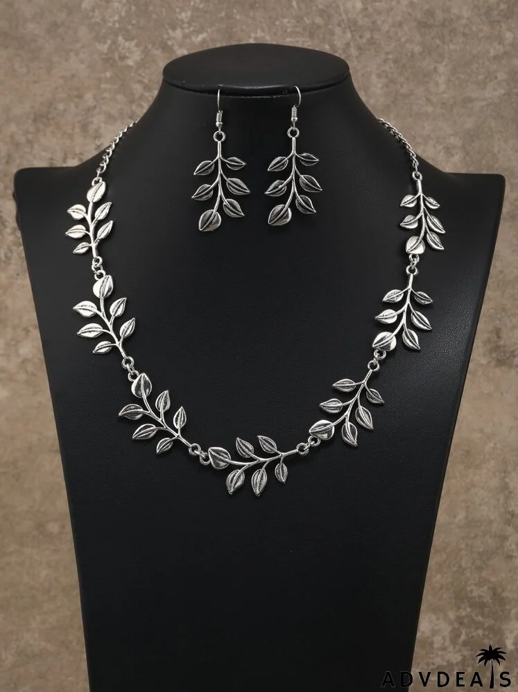 3pcs Leaf Decor Jewelry Set