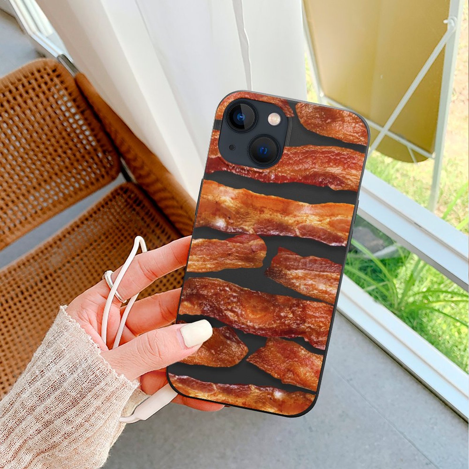 Fun Bacon Strips Striped Printed TPU Phone Case For Apple Iphone 15/14/13/12 Pro Max Coolcoshirts