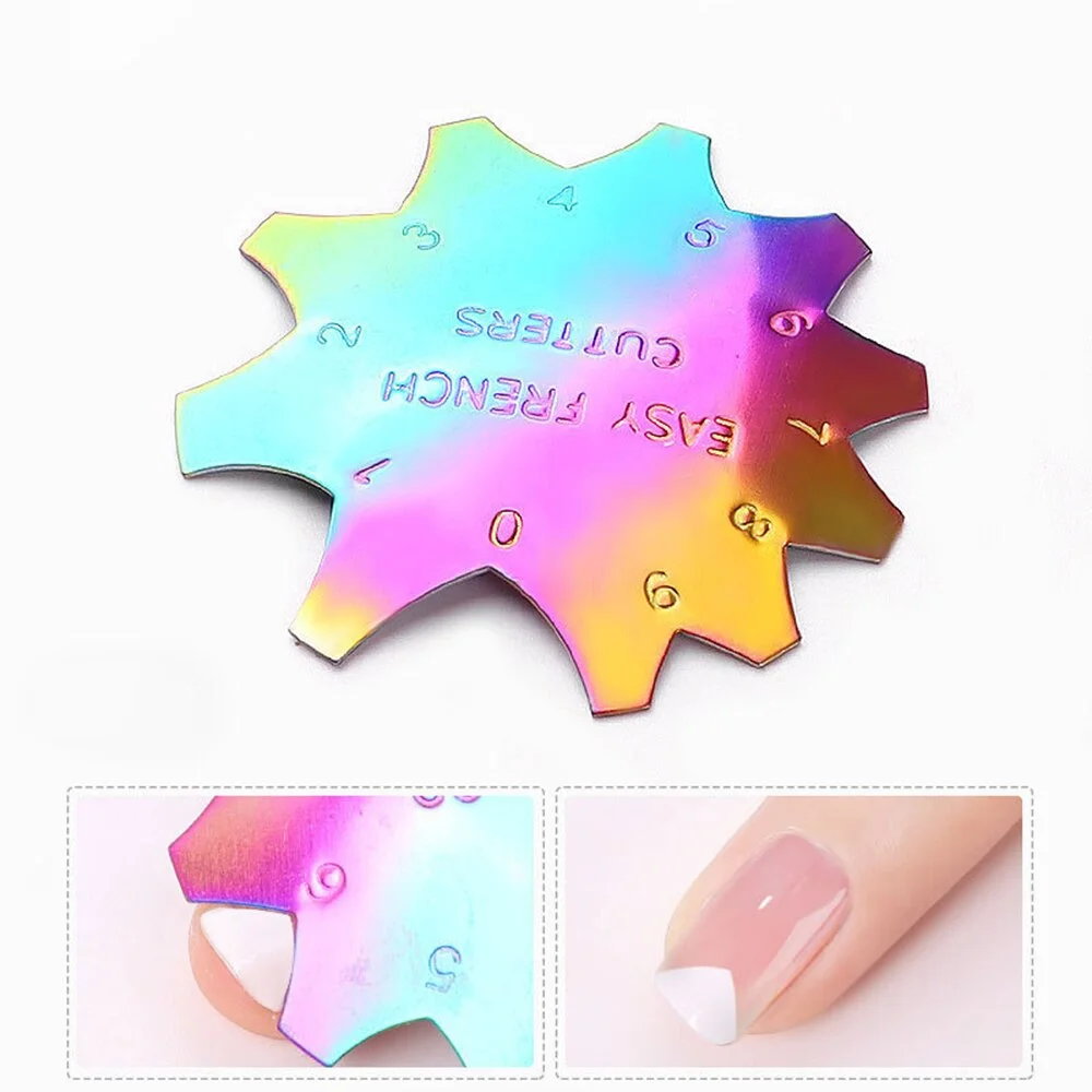 Pro 9 Sizes Easy French Smile Cut V Line almond Shape Tips Manicure Edge Trimmer Nail Cutter Acrylic Pink White French Nails-Nail Inspo