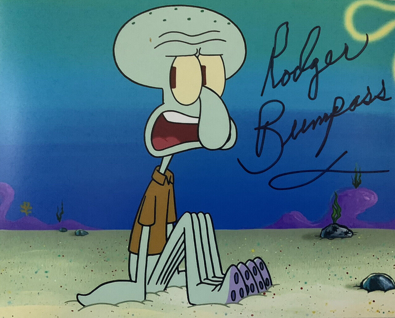 RODGER BUMPASS SIGNED 8x10 Photo Poster painting SQUIDWARD VOICE ACTOR AUTO AUTHENTIC SPONGEBOB