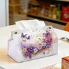 Floral Butterfly DIY PULeather Diamond Painting Tissue Box for Adults Beginners Large Size Diamond Art Paper Storage Holder for Living Room Bedroom Bathroom Table Decor