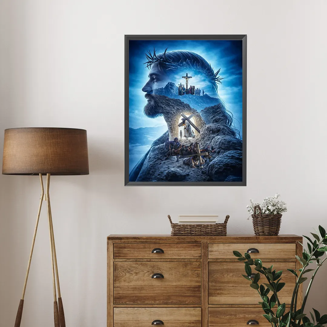 Jesus Full DIY 5D Square Drill Diamond Painting Gem Art Kits for Adults/Beginners Gift Idea Home Wall Decor Diamond Dots Paintings Picture Arts Craft 17.72x21.65In (ZQA6867)