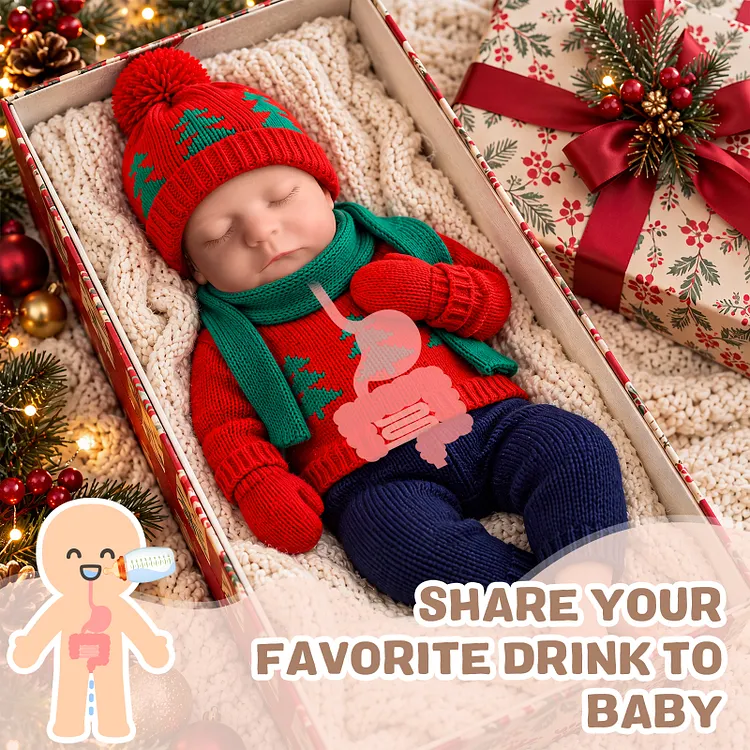 【Drink & Wet】Babeside Noah 16" Full Silicone Baby Doll &ndash; Realistic Sleeping Christmas Boy Doll with Feeding & Wetting Function