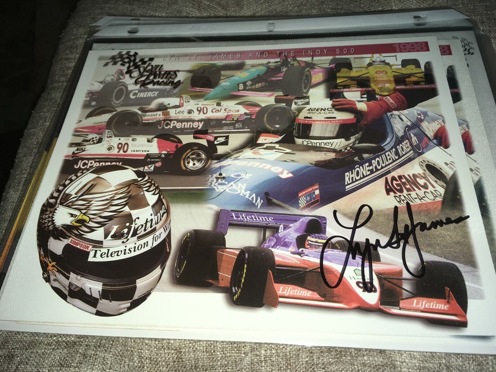 Lyn St. James Signed Indy Car Racing Photo Poster painting Card W/Our COA B