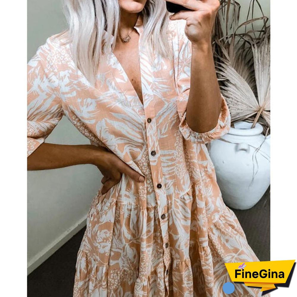 Best Selling European and American Women's Short Sleeve Printed Dress