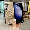 For Samsung Galaxy Z Fold Shiny Diamond Cute Flower Stand Magnetic Phone Case with Holder