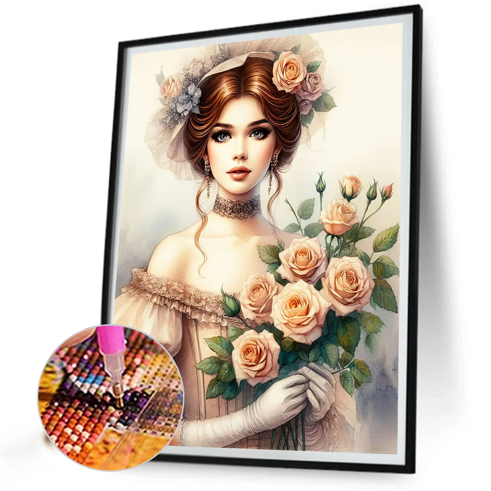 Full Round Diamond Painting 40*50cm - Lady Of Flowers