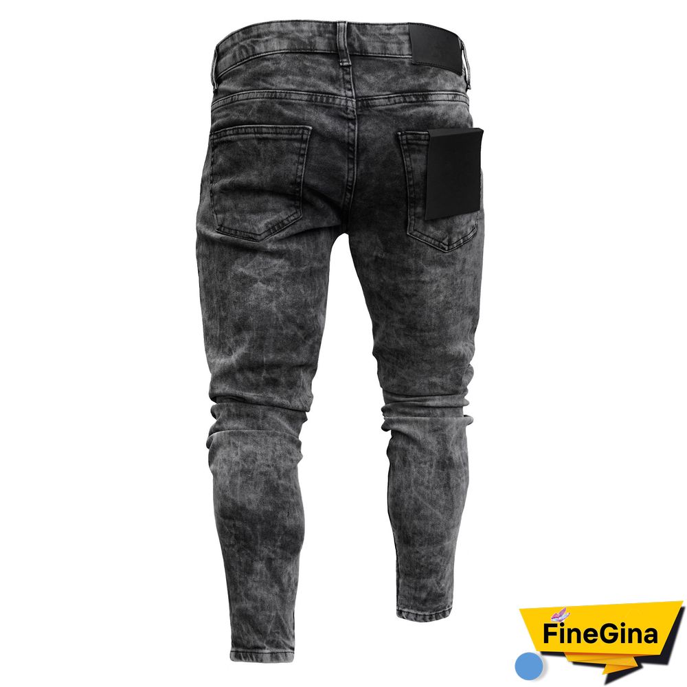 Men's Snowflake Casual Slim Zipper Jeans