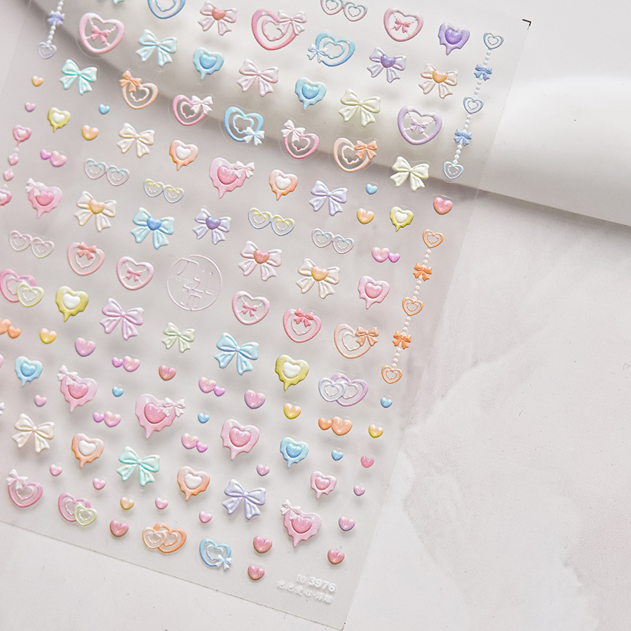 Longyouyou Flash Fragment Shell Light Butterfly High Quality Nail Stickers Spring Nail Art Decal Design Manicure Tool