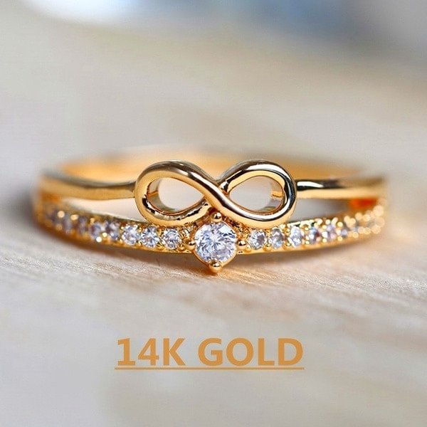 Fashion 14k Gold Diamond Infinite Love 925 Silver Rings for Women Rings Gold Color Engagement Wedding Ring Party Female Jewelry Promise Rings Wedding Band - Shop Trendy Women's Fashion | TeeYours