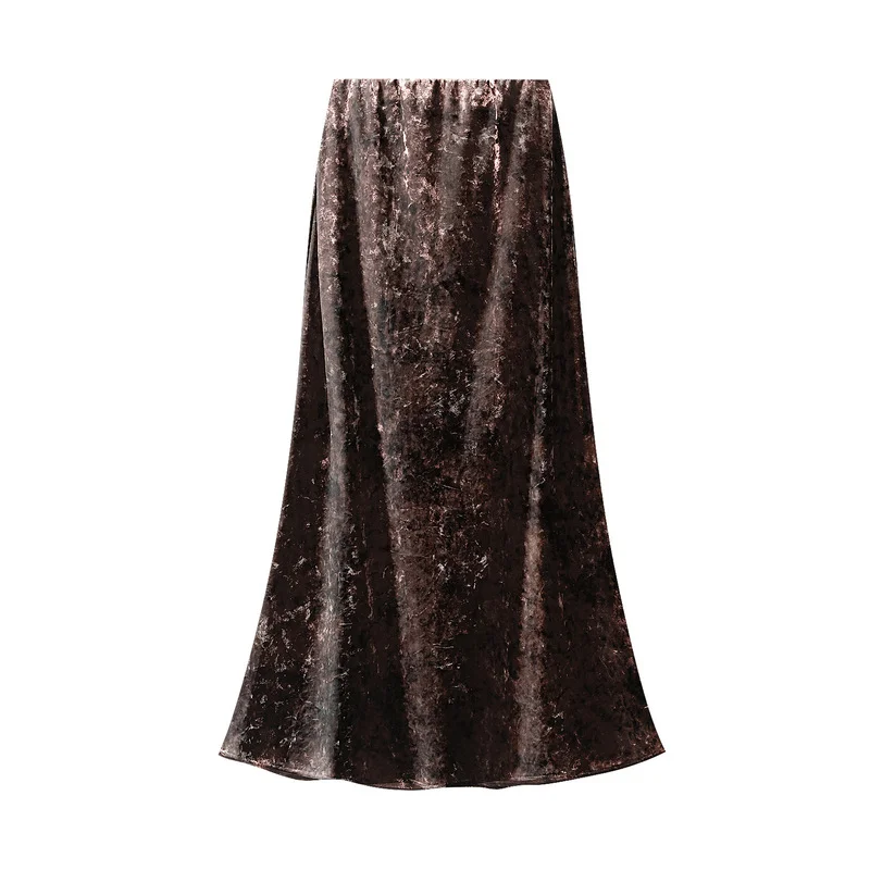 Nigikala Nigikala Velvet Dress Women Autumn And Winter New Korean Version Of High-Waist A Skirt In The Long-Term Slim Stumbling Skirt 0517