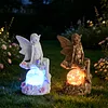 Solar Angel Garden Decor Resin Statue Outdoor Light 600mAh Battery