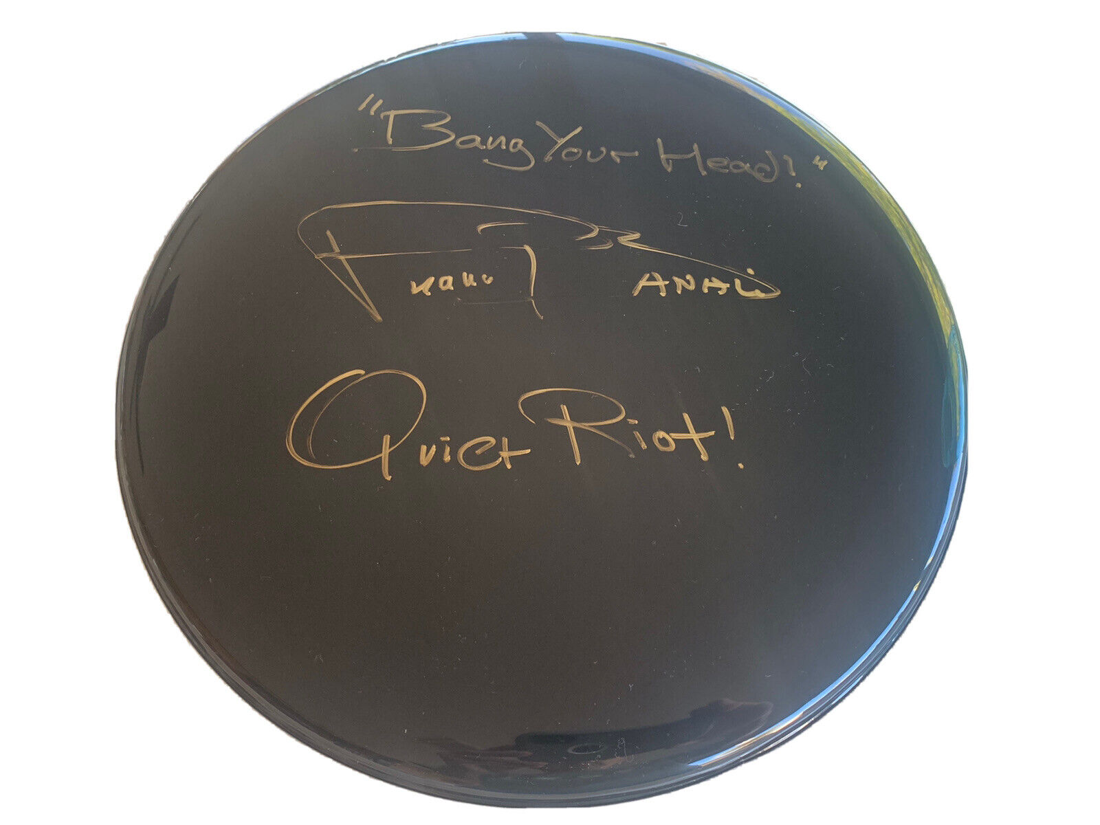 Frankie Banali Quiet Riot Signed Drumhead W Lyrics & PROOF Photo Poster painting PSA Guarantee 1