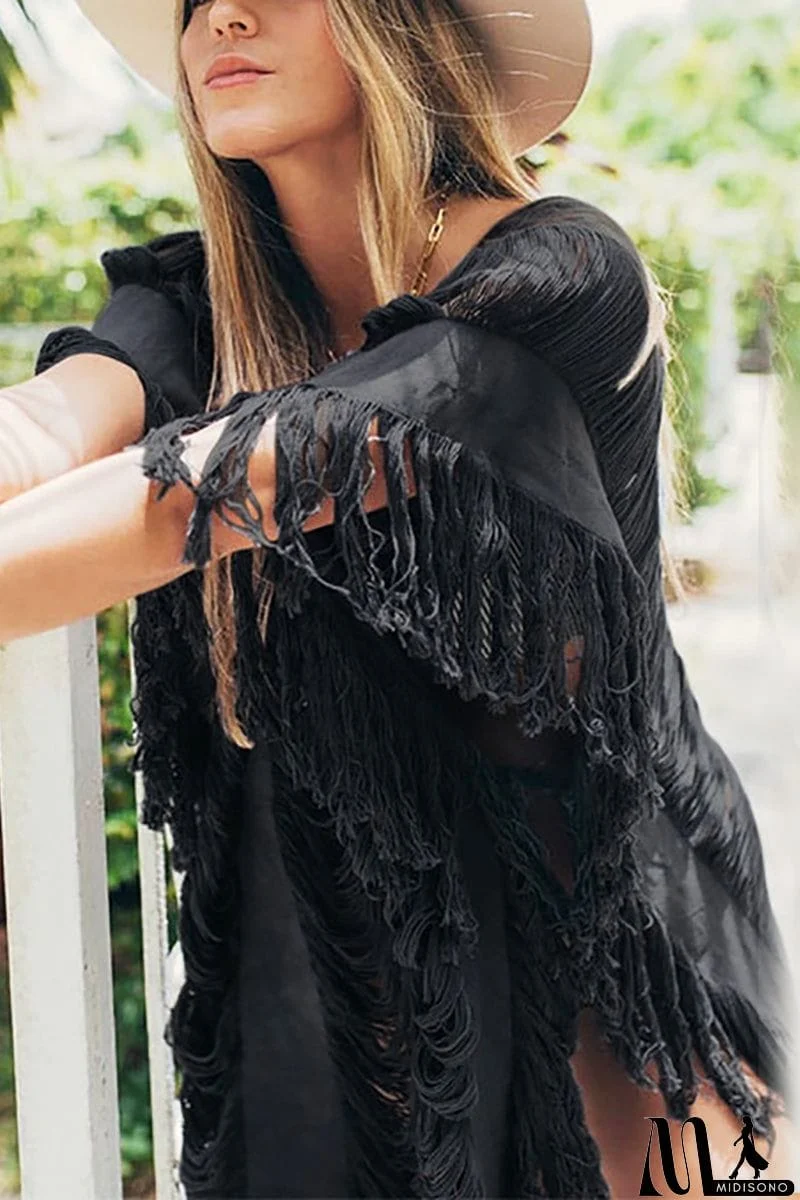 MidiSono - Raw Frayed Curning Cover Dress