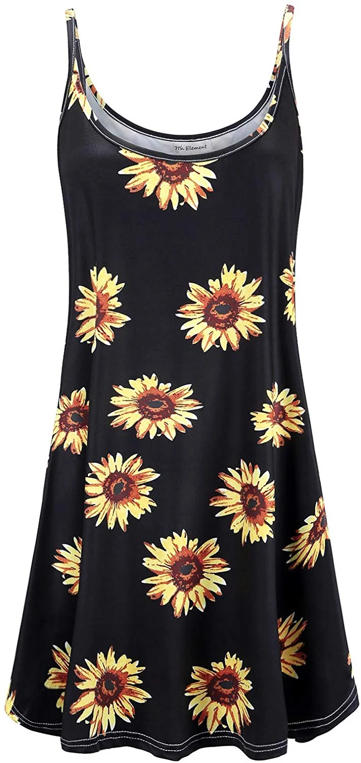 Women's Casual Spaghetti Loose Swing Slip Summer Dress Sundress  Plus Size