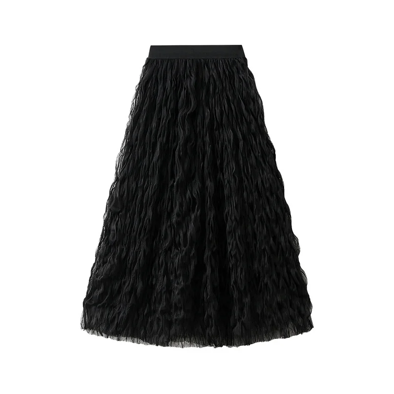 Nigikala Nigikala Folded Half-Dress Girl Spring 2025 New High-Rise Thin Long A-Word Large Swing Dress 0888