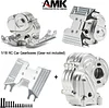 AMK RC Car Gearbox + Gearbox Mount Base for Axial RC Crawler 1/18 UTB18 Capra Unlimited Trail Buggy RTR Upgrade Part Transmission Case (Silver)
