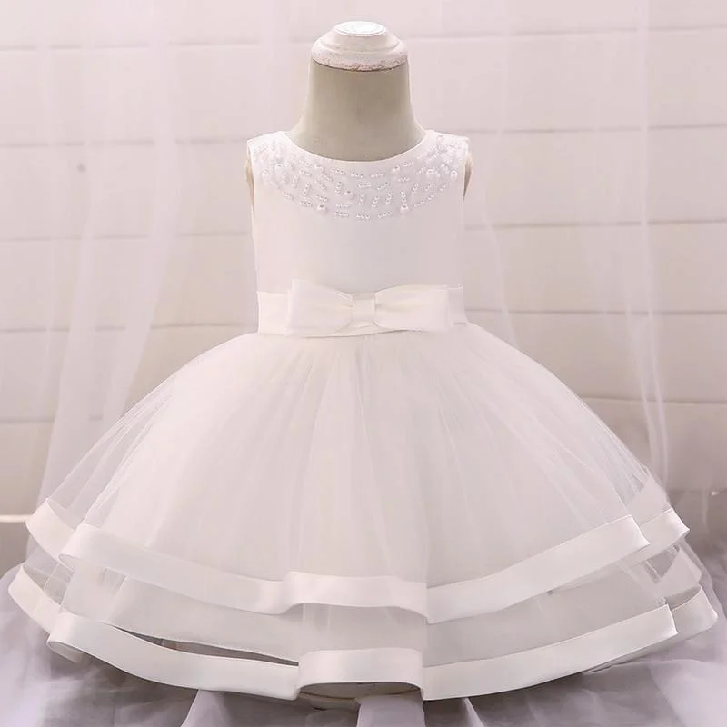 2021 Formal Newborn Clothes 1st Birthday Christening Dress For Baby Girl Dresses Beading Party Princess Girls Dress 1 2 Year