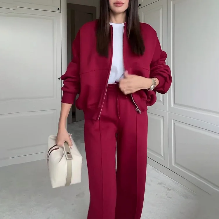 PASUXI Women's 2 Piece  Zip Up Sweatshirt Wide Leg Sweatpant huanwei