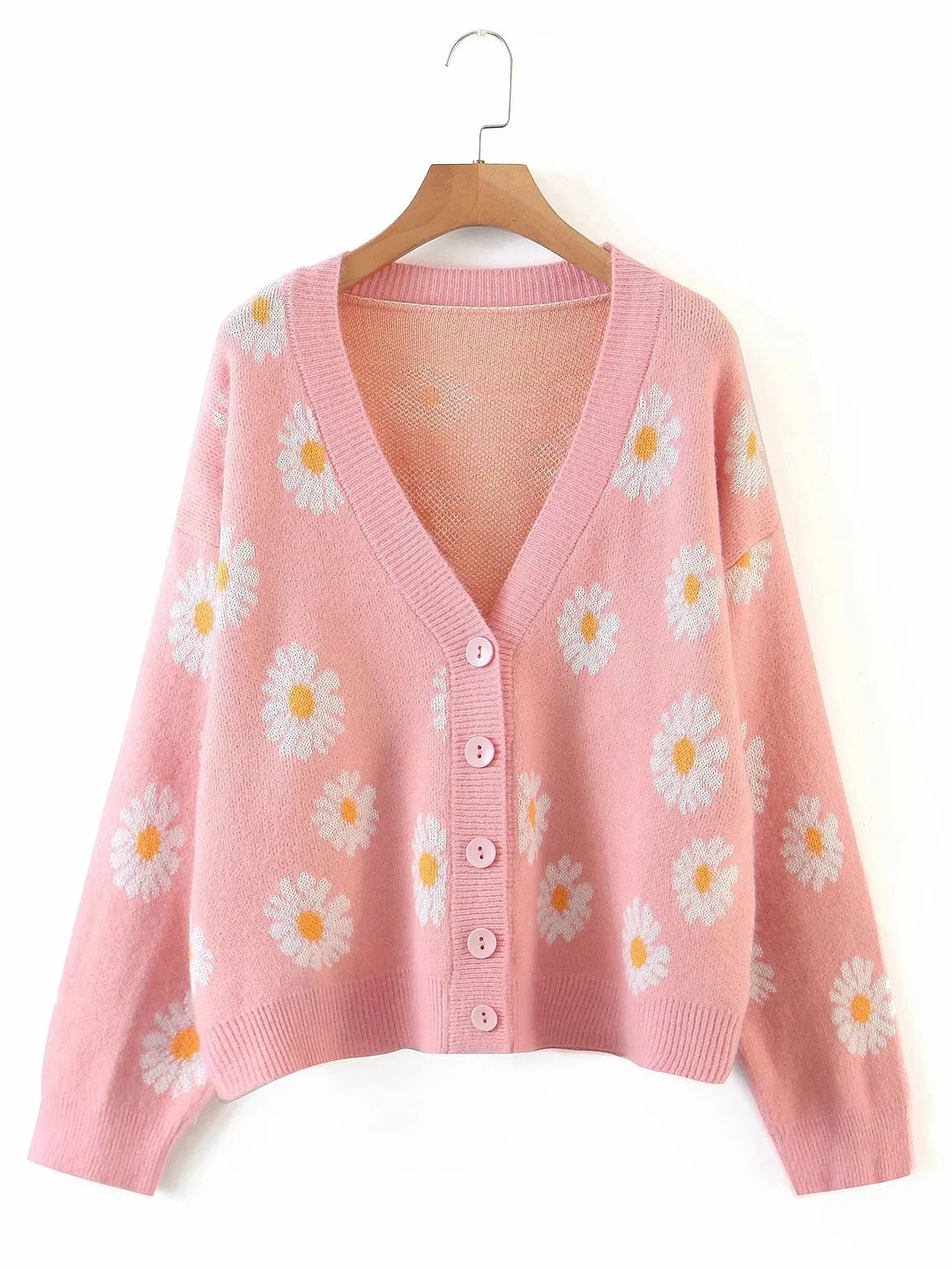 Autumn Flower Cardigan for Women Sweater Women College Knit Long Sleeve Top Loose Green Sweater Female Sueters De Mujer